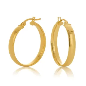 9ct Yellow Gold 20mm Half Round Hoop Earrings