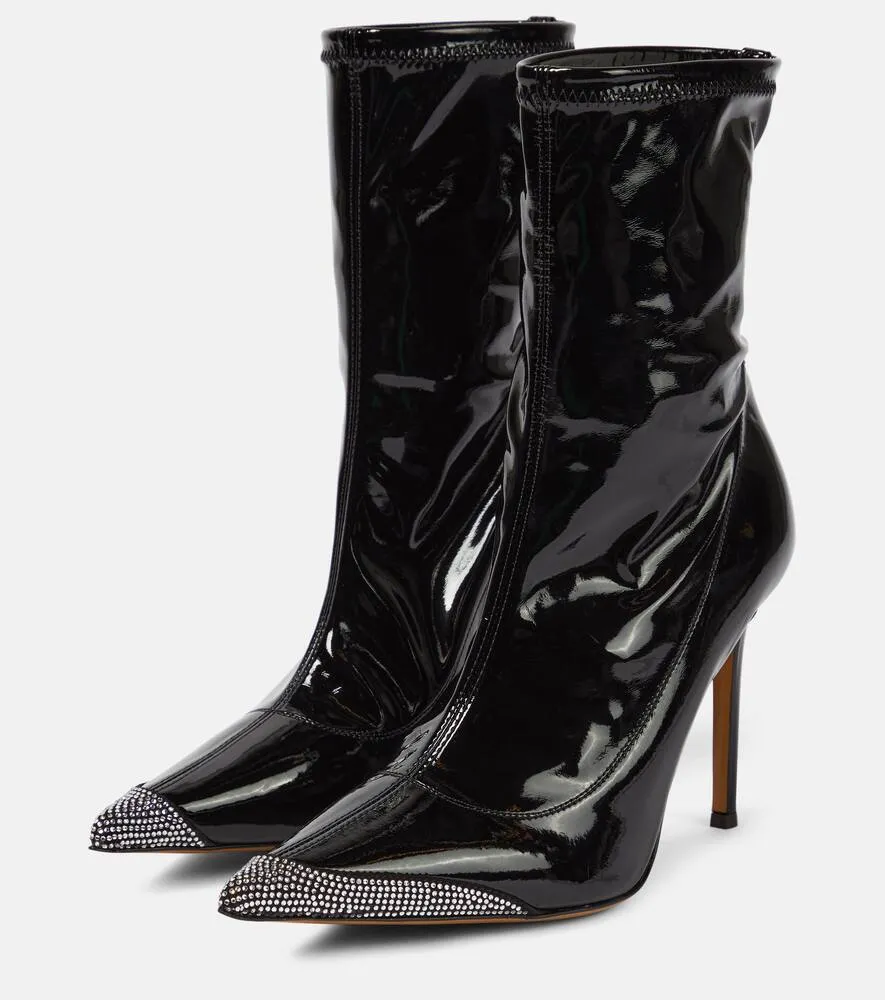 Alexandre Vauthier Avi embellished faux leather ankle boots