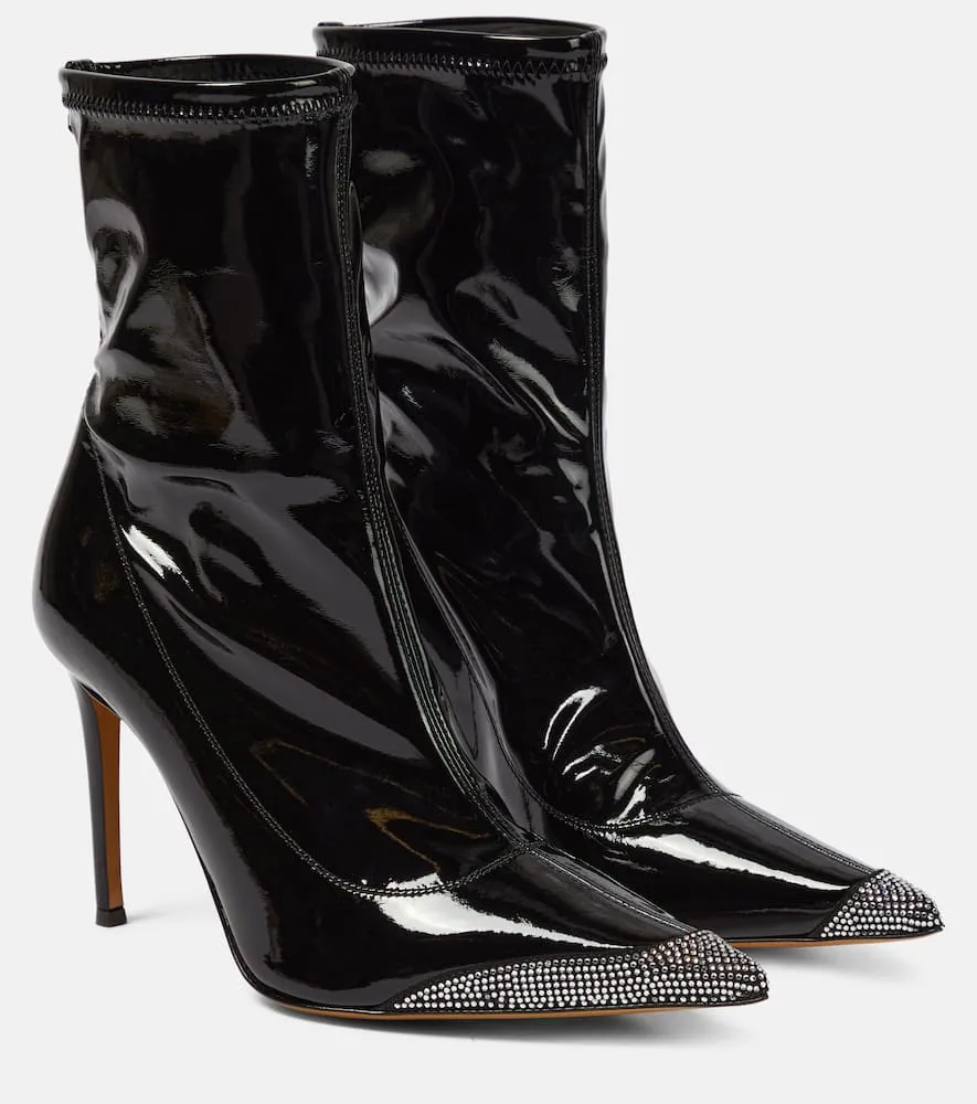 Alexandre Vauthier Avi embellished faux leather ankle boots