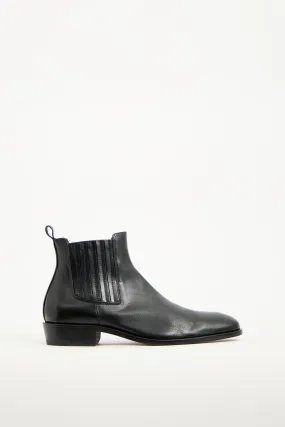 Black Leather Leon Ankle Boot