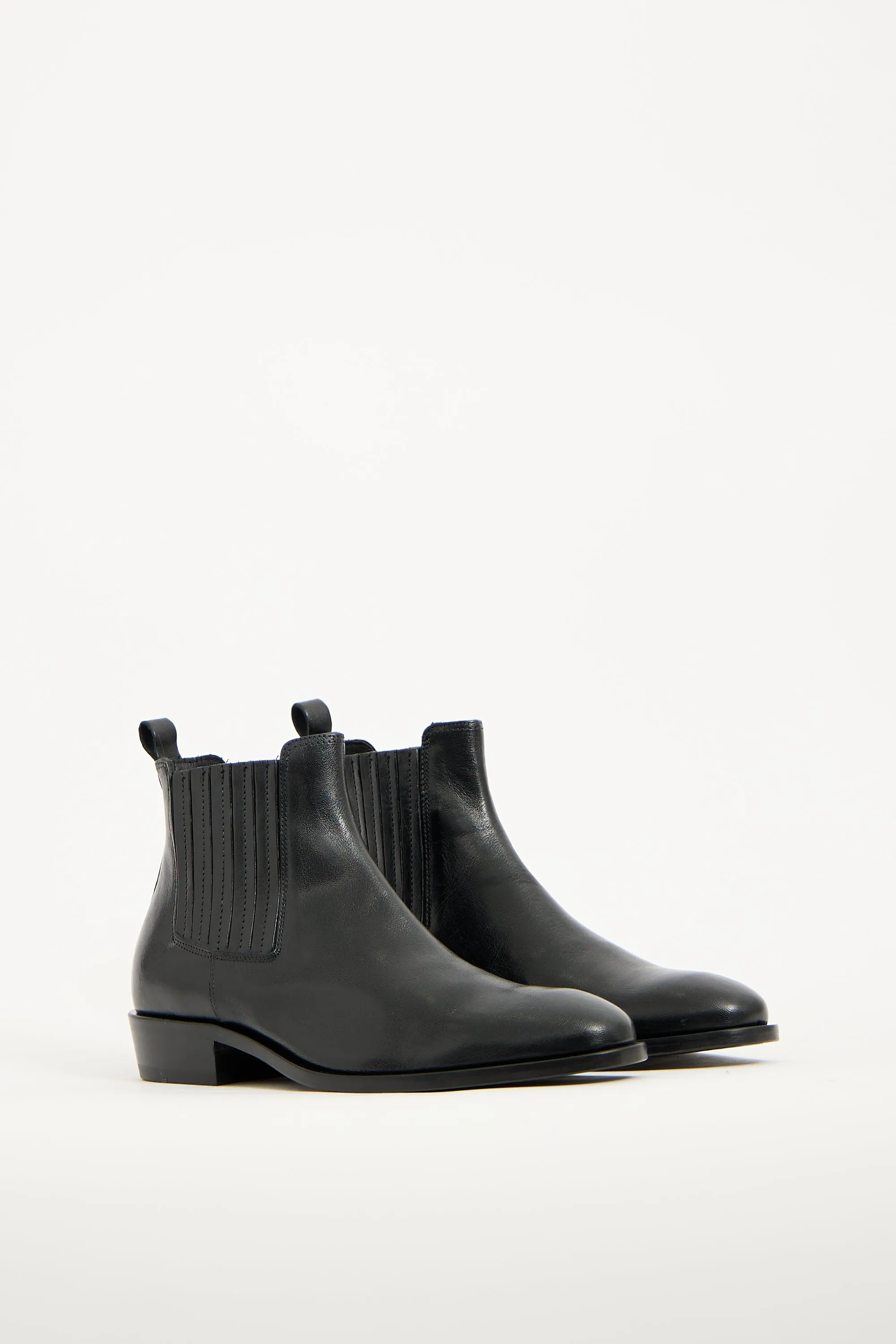 Black Leather Leon Ankle Boot