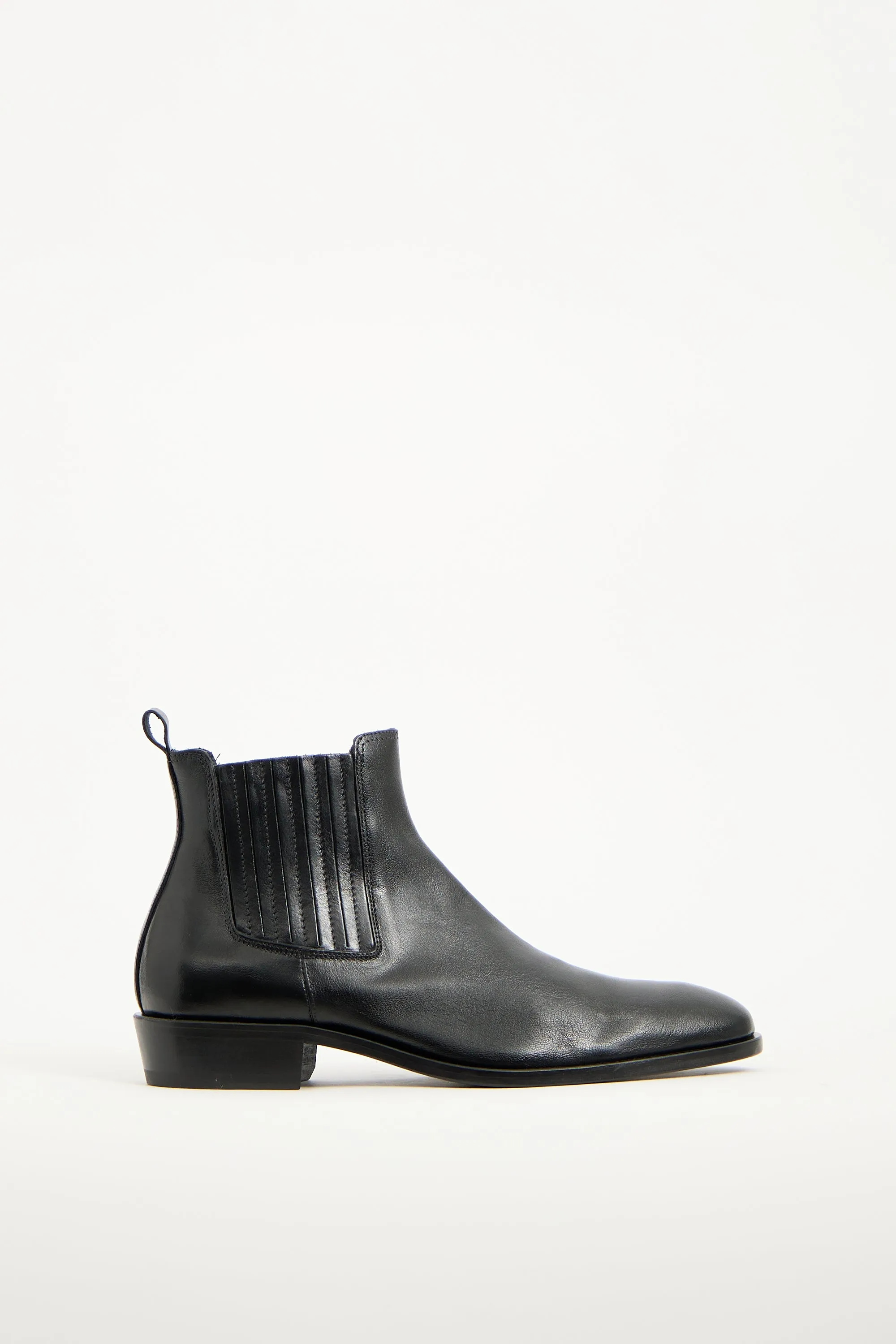 Black Leather Leon Ankle Boot