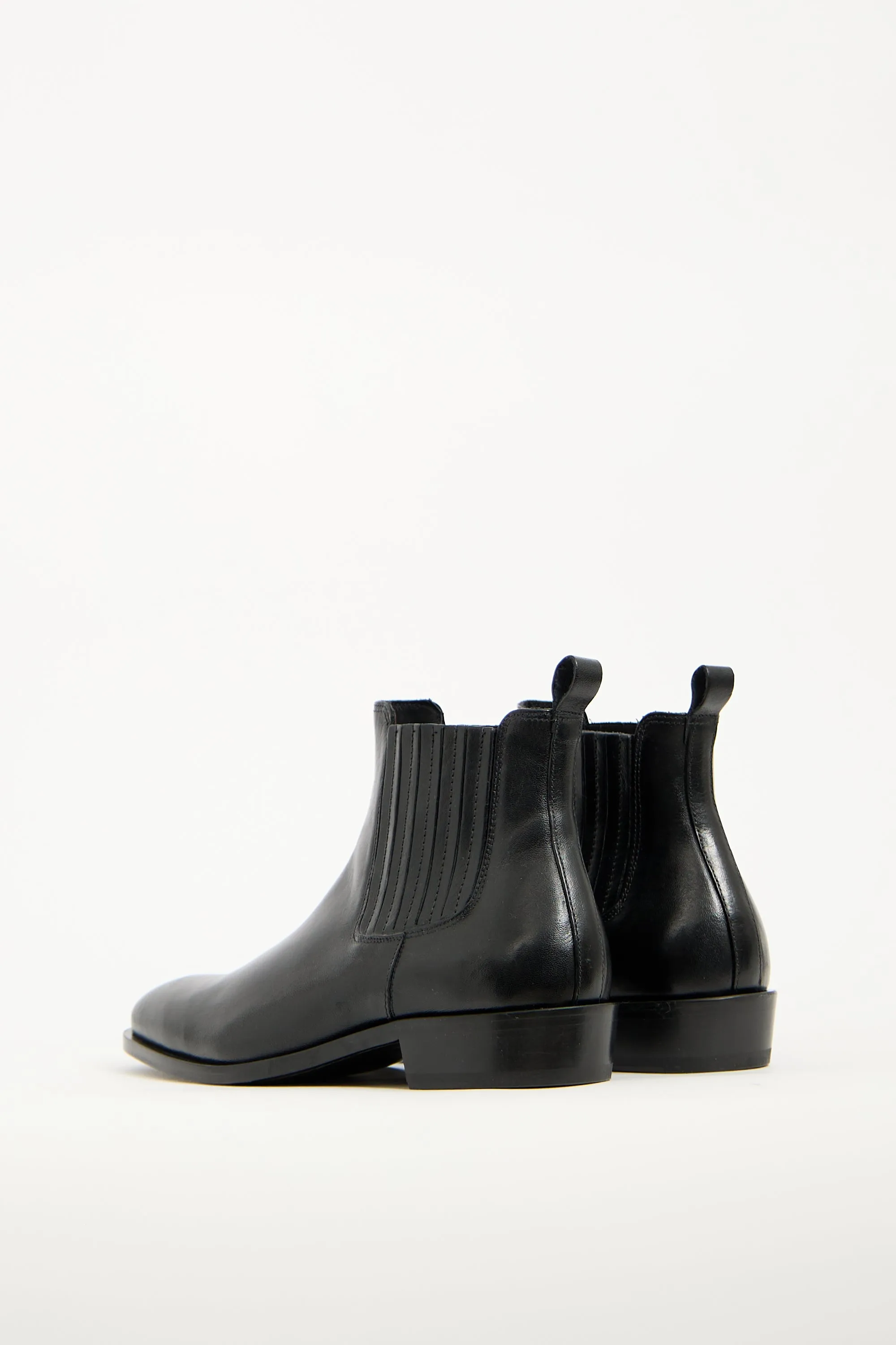 Black Leather Leon Ankle Boot