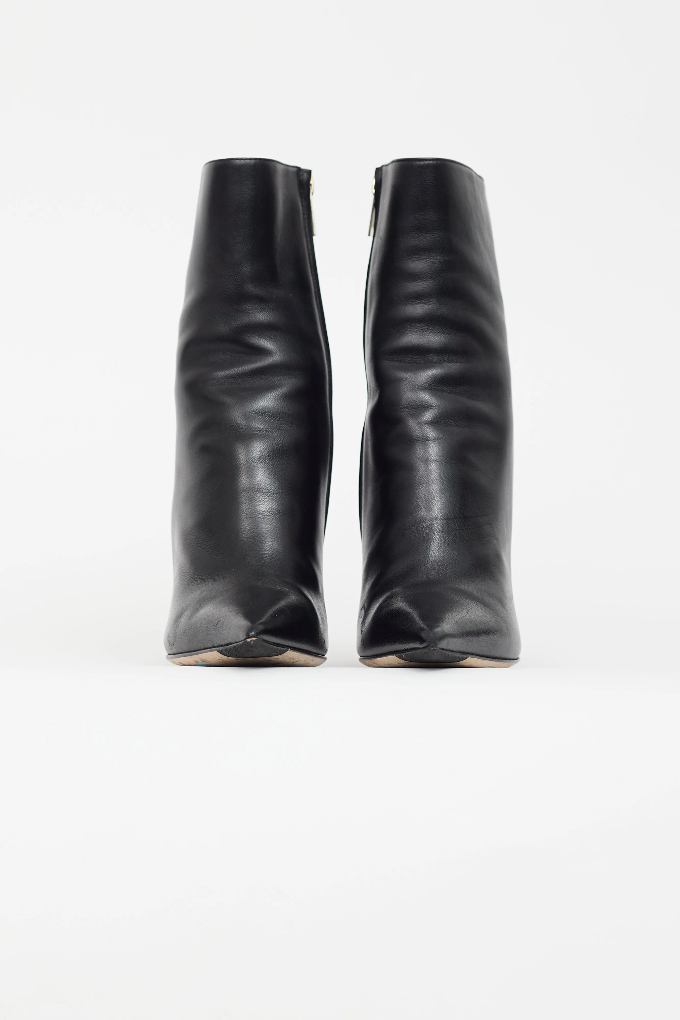 Black Leather Wedge Ankle Boot