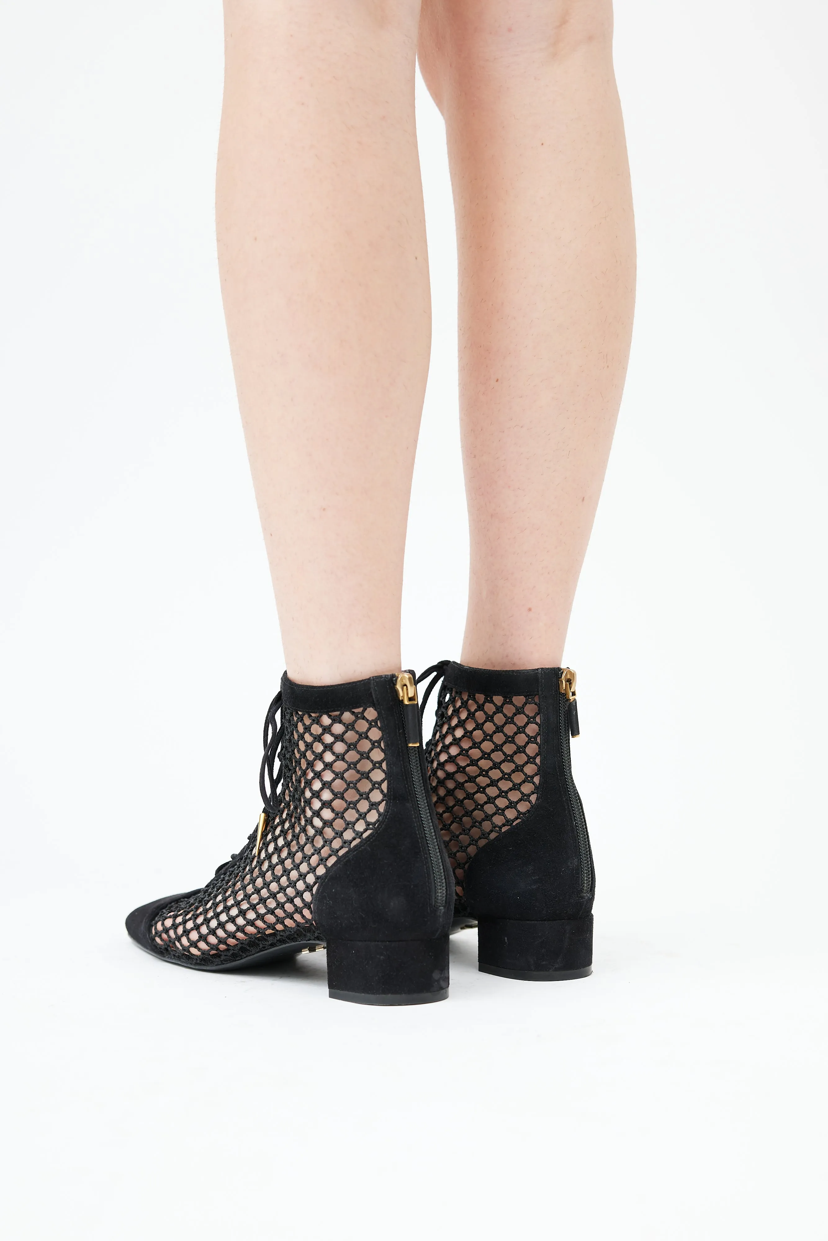 Black Suede & Fishnet Naughtily-D Boot