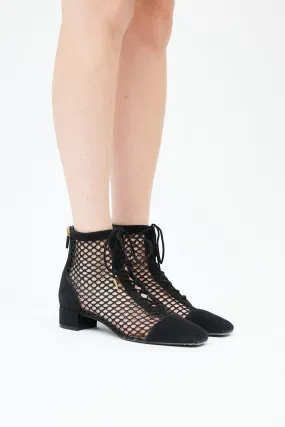 Black Suede & Fishnet Naughtily-D Boot