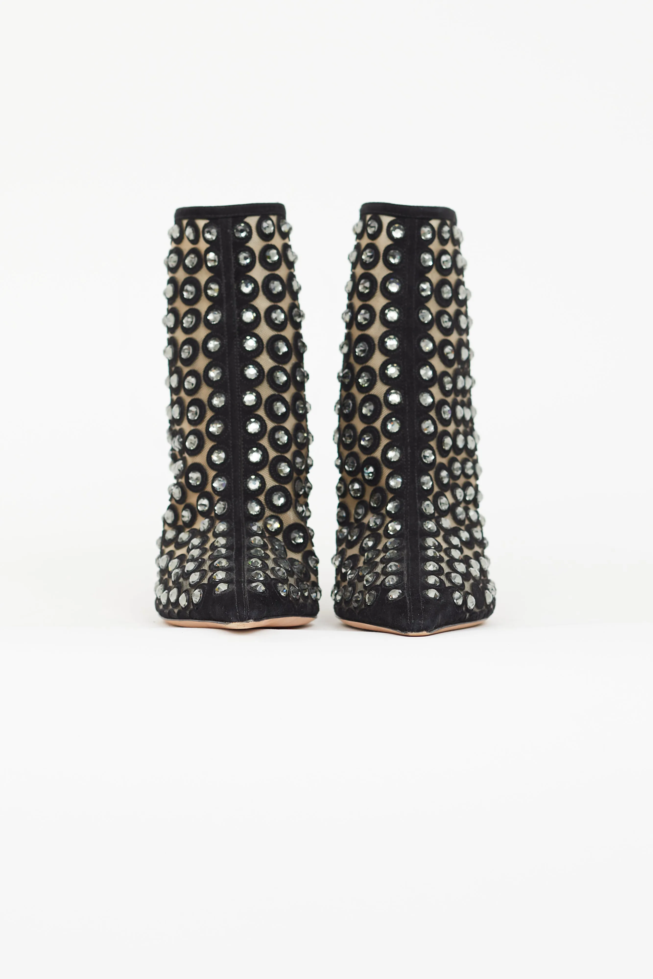 Black Suede & Rhinestone Ankle Bootie