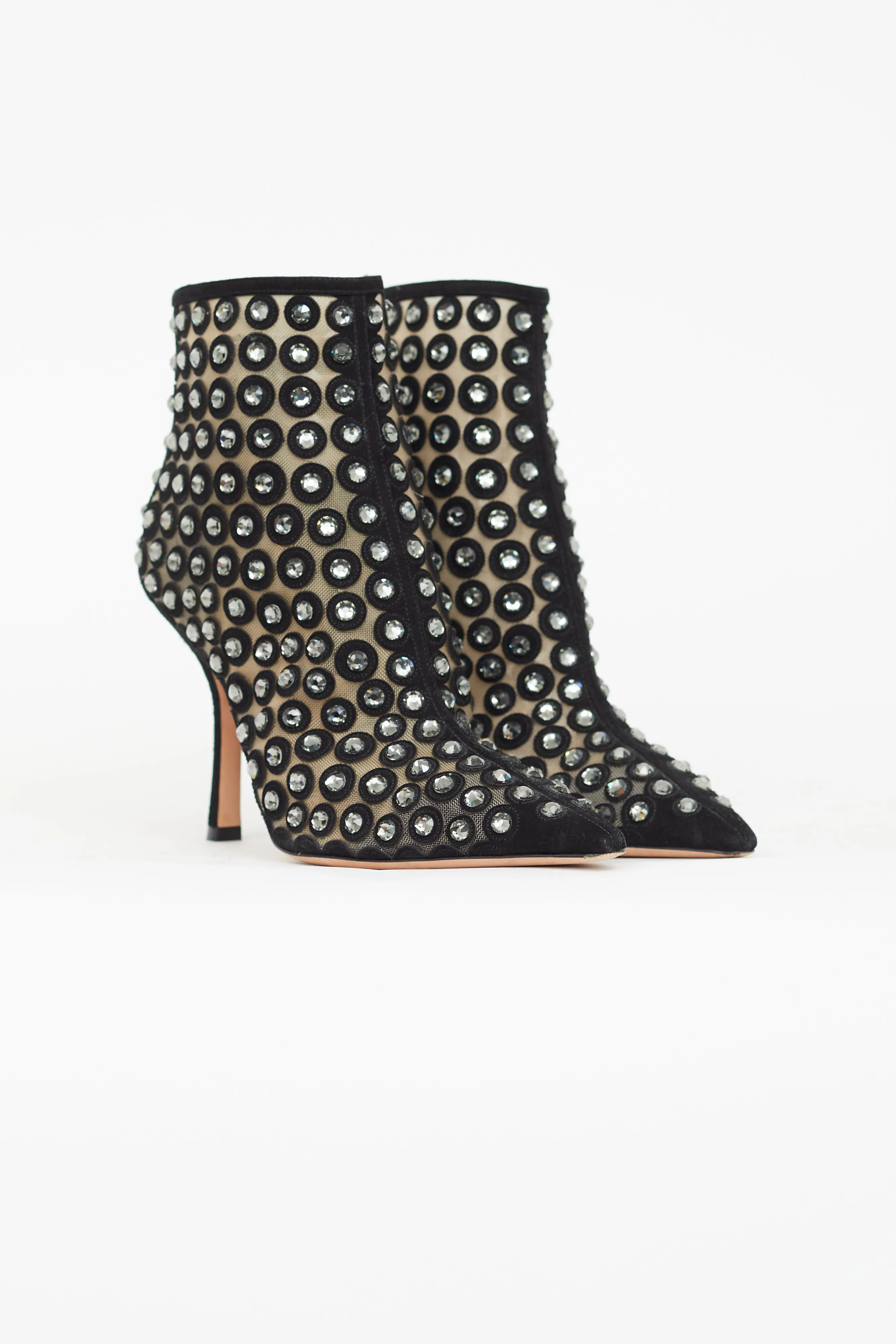 Black Suede & Rhinestone Ankle Bootie