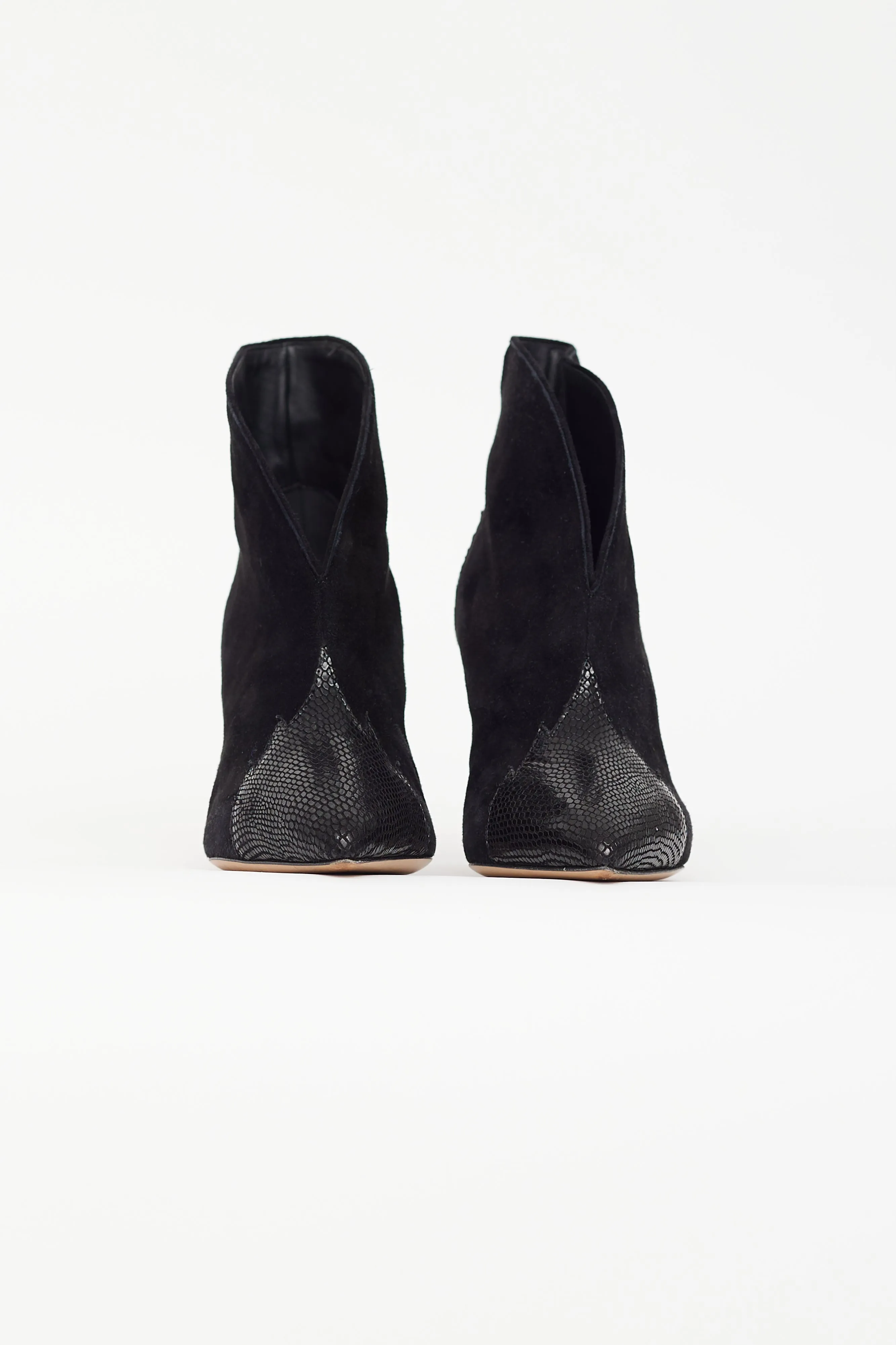 Black Suede Pointed Toe Ankle Boot
