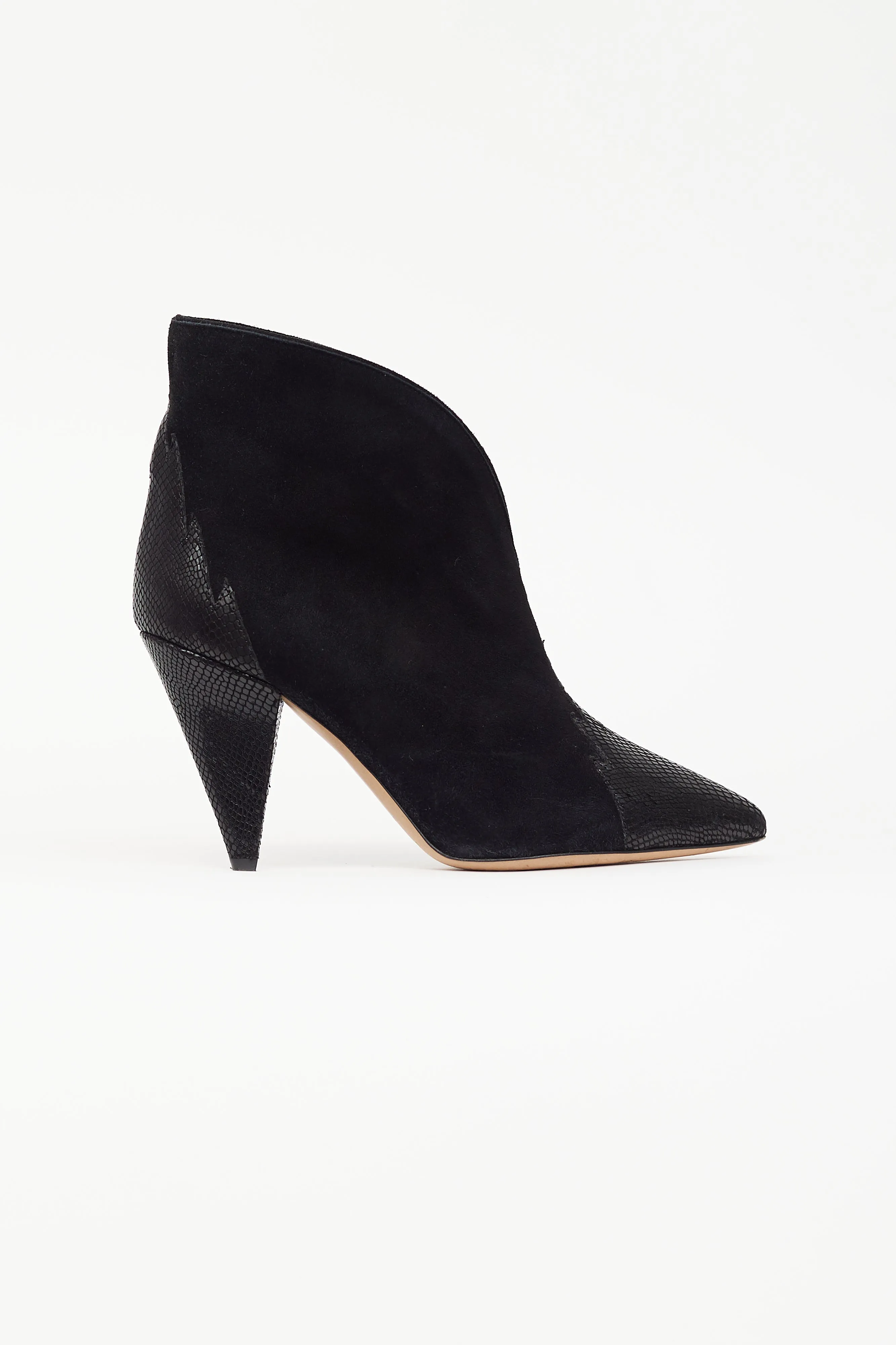 Black Suede Pointed Toe Ankle Boot