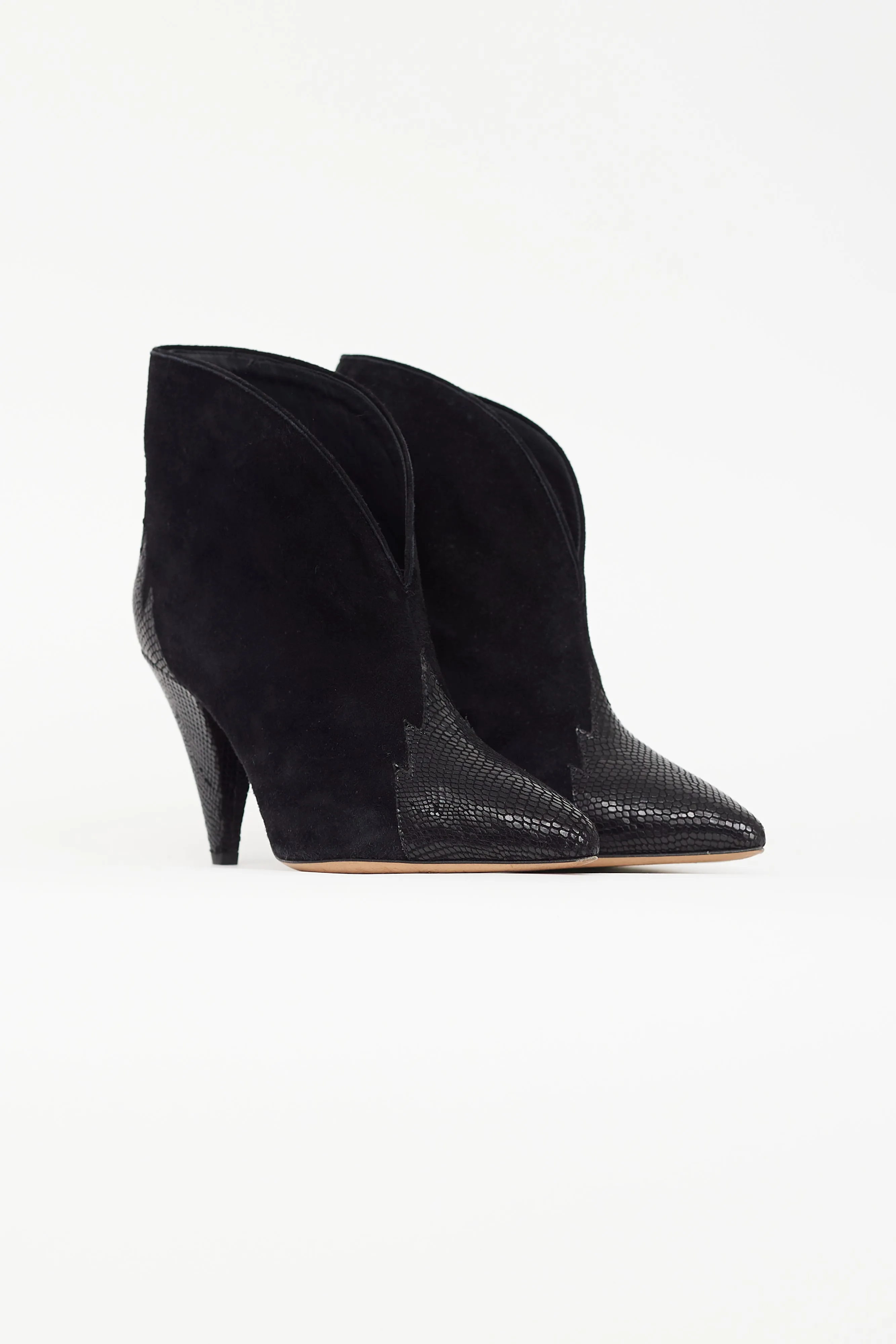 Black Suede Pointed Toe Ankle Boot