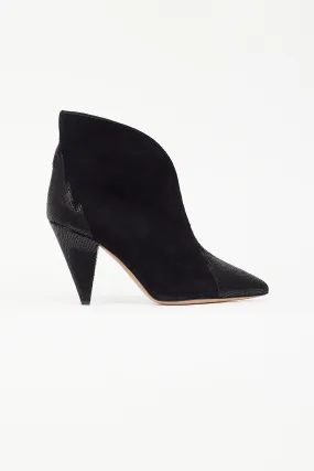 Black Suede Pointed Toe Ankle Boot