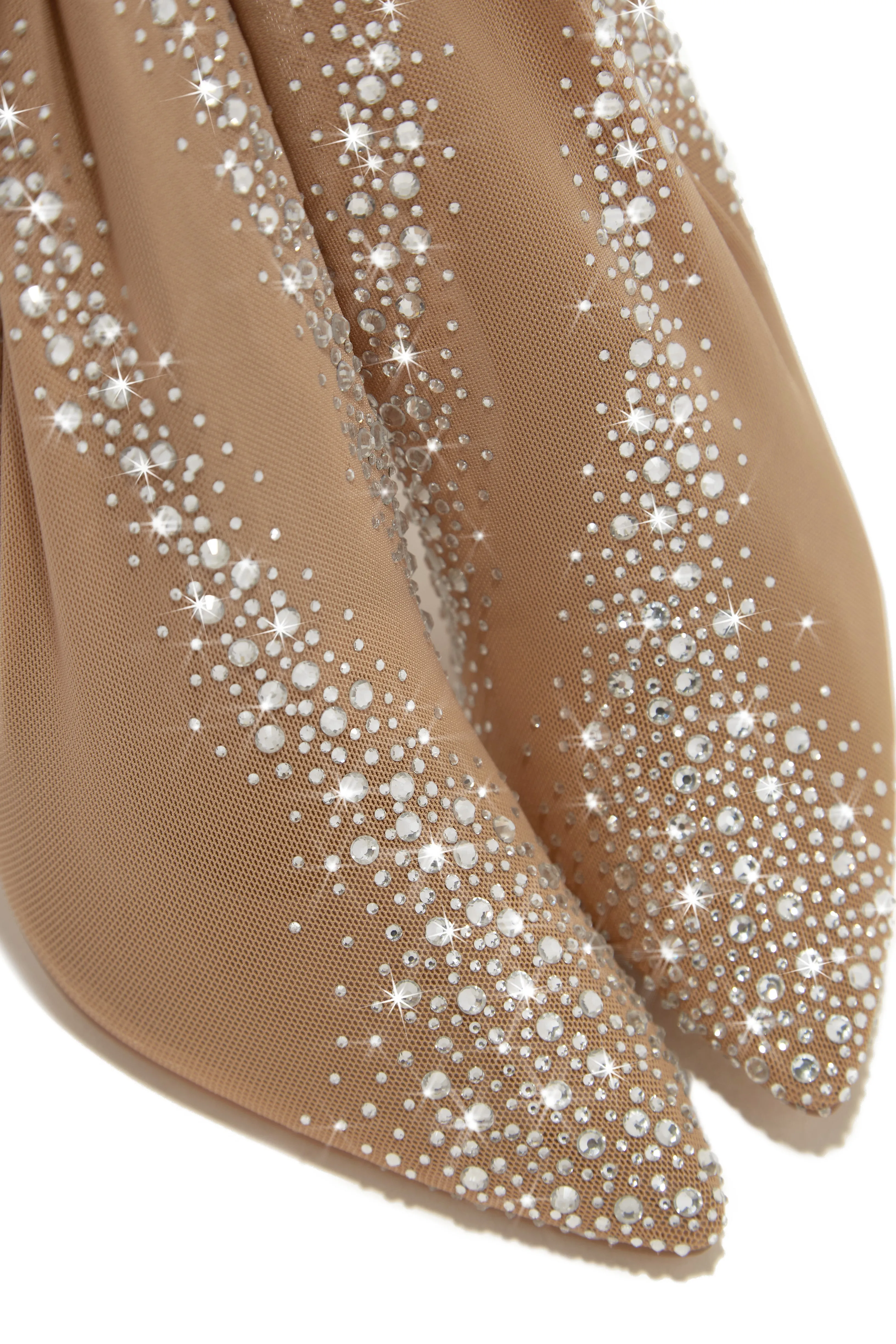 Bombshell Over The Knee Embellished Boots - Nude