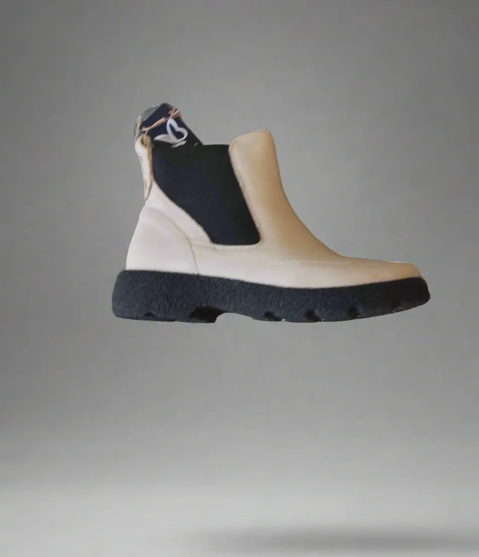 Caprice Beige Leather Ankle Boot