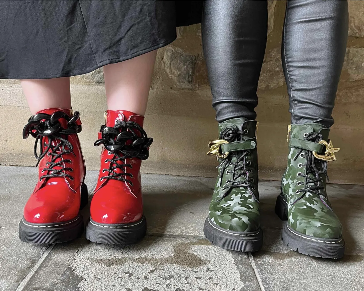 Chanii B "Paris" Army Green/Gold - Ankle Boot