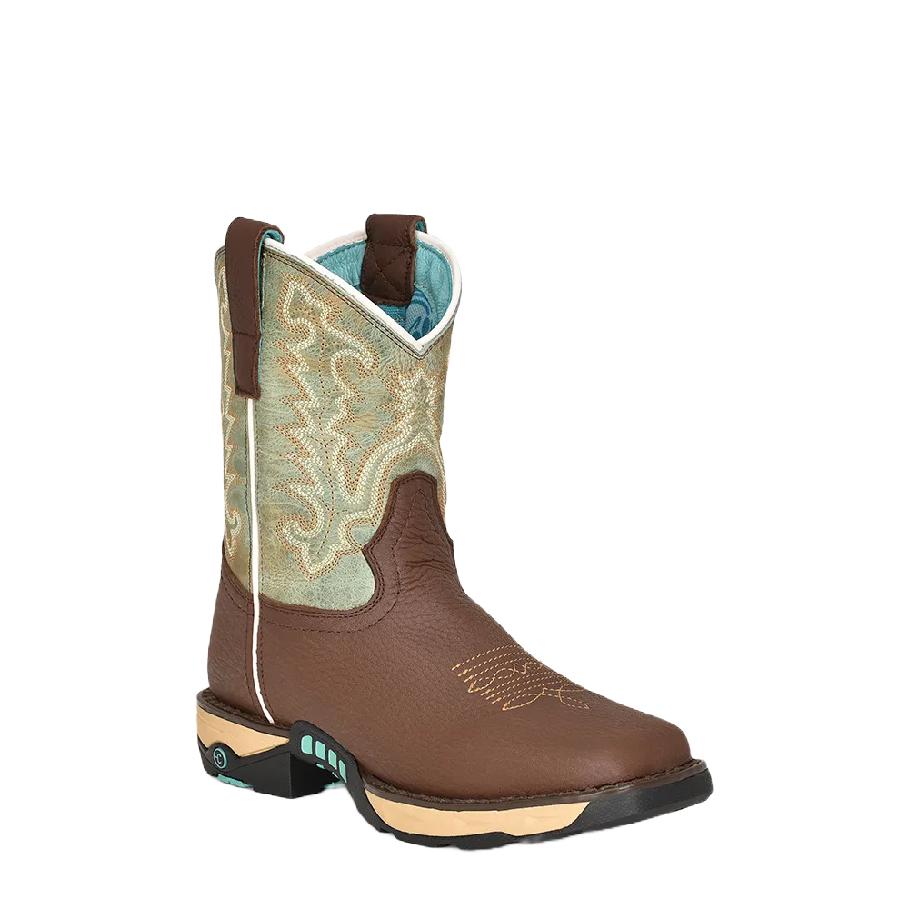 Corral Ladies Farm & Ranch Mint & Brown Square Toe Work Boots W5002
