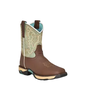 Corral Ladies Farm & Ranch Mint & Brown Square Toe Work Boots W5002