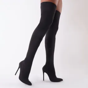 Darin' Over The Knee Boots in Black Stretch