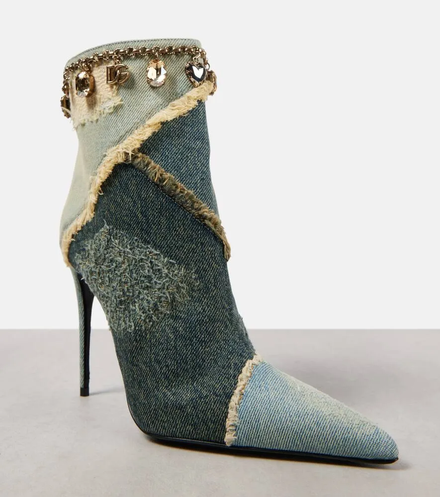 Dolce&Gabbana Embellished denim ankle boots