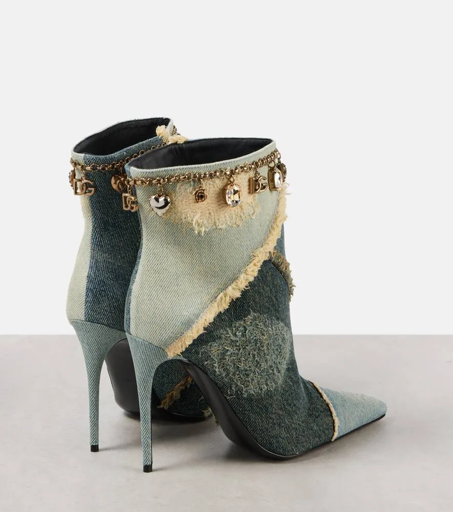 Dolce&Gabbana Embellished denim ankle boots