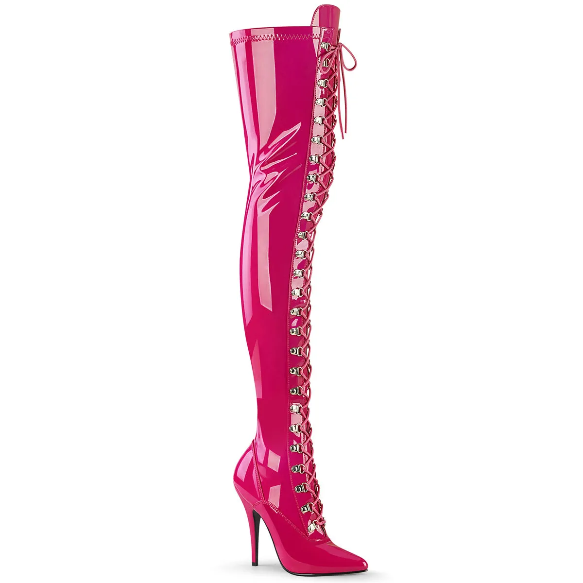 Domination Patent Stretch Hot Pink Thigh High Boots