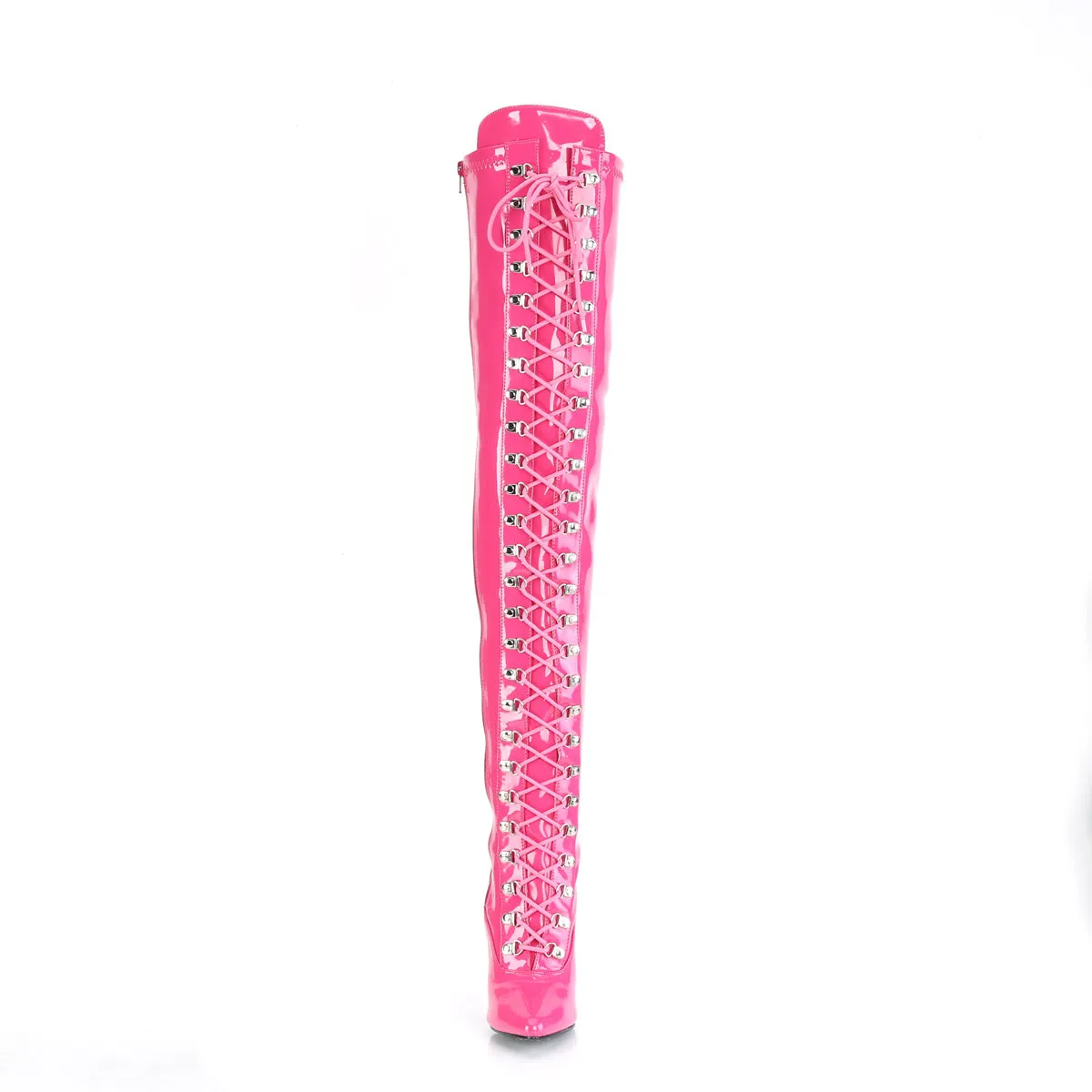 Domination Patent Stretch Hot Pink Thigh High Boots