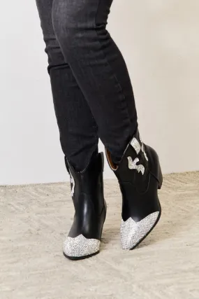East Lion Corp Black Rhinestone Embellished Pointed Toe Ankle Boots