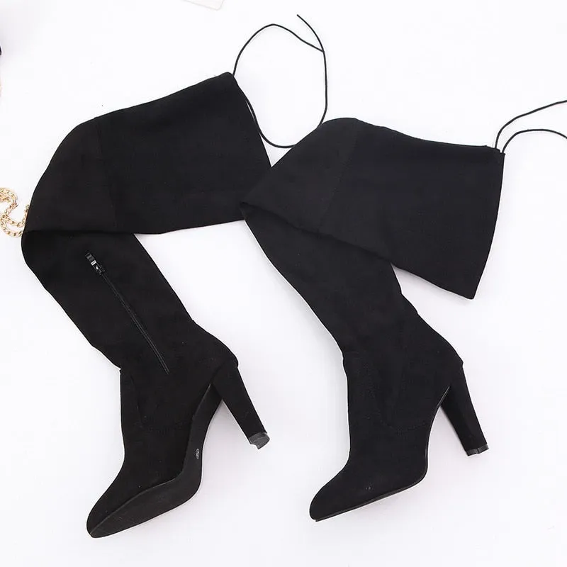 Elegant Over The Knee Suede Long Boots