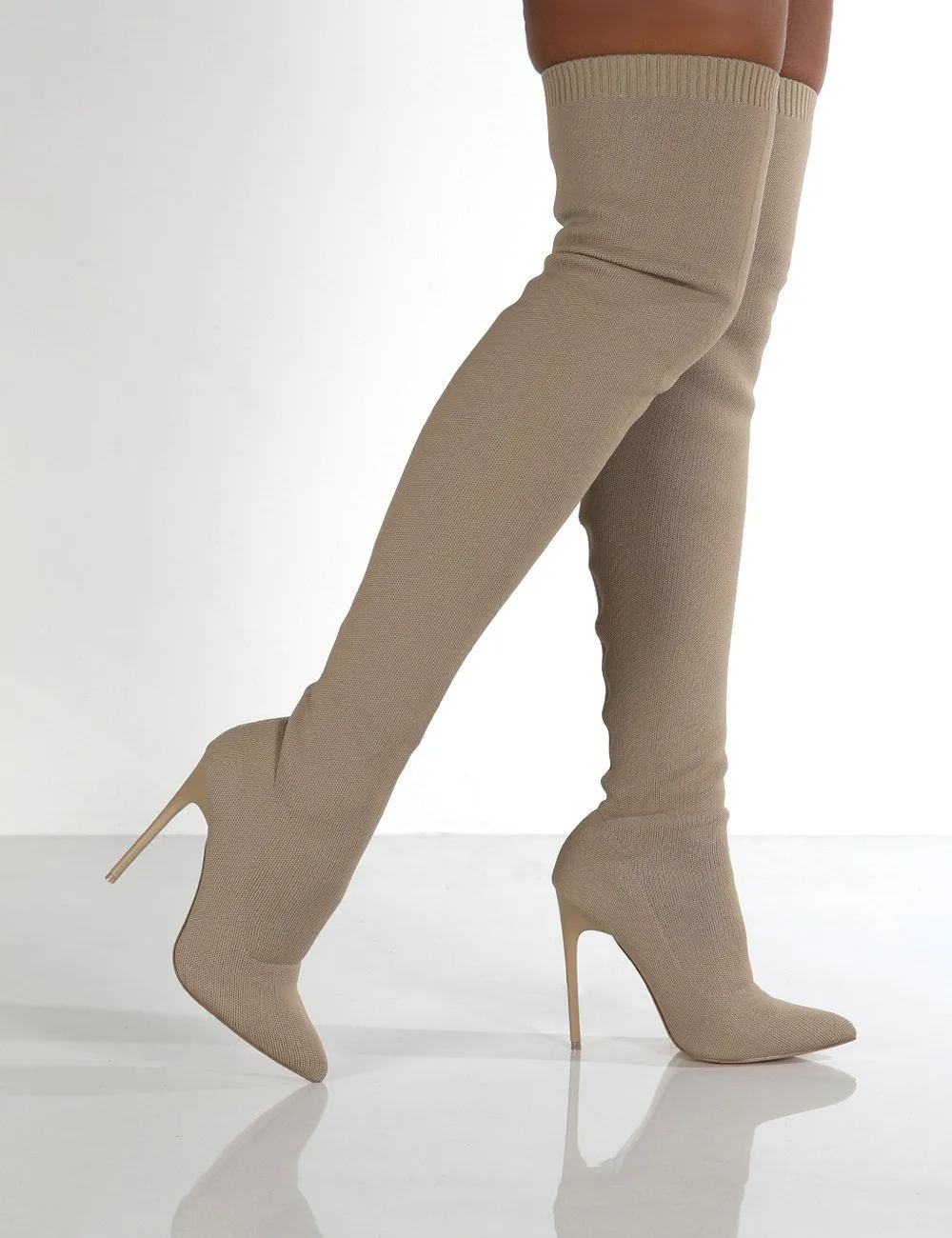 Eustoma Knit Over Knee Boots