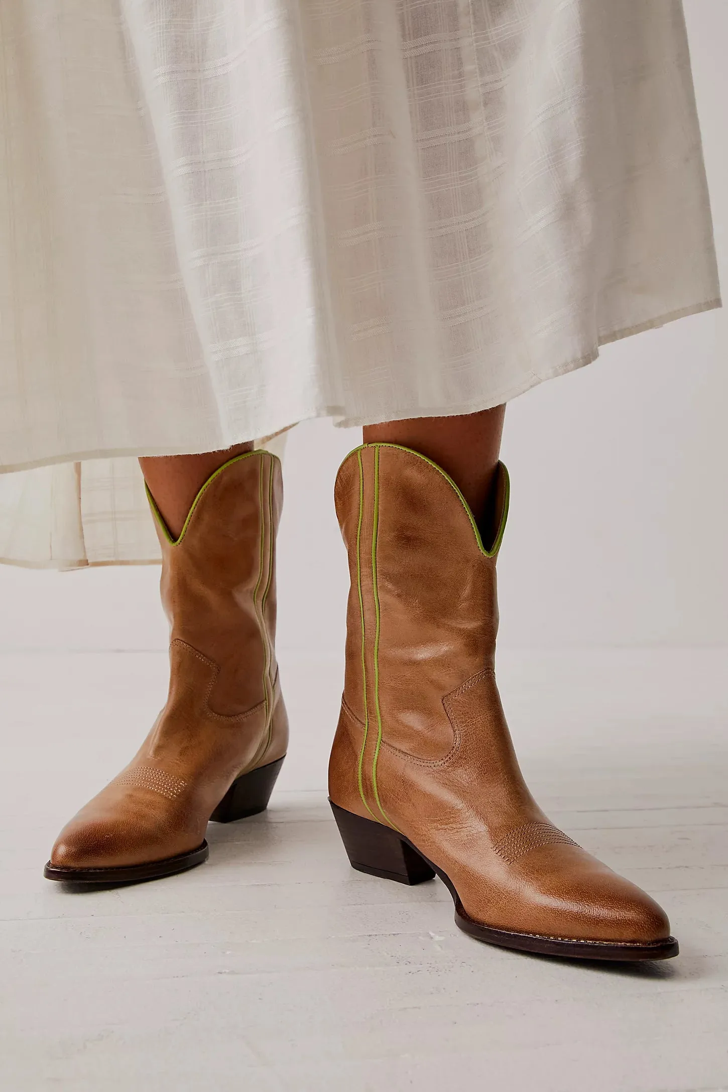 Free People Borderline Western Boots in Distressed Tan