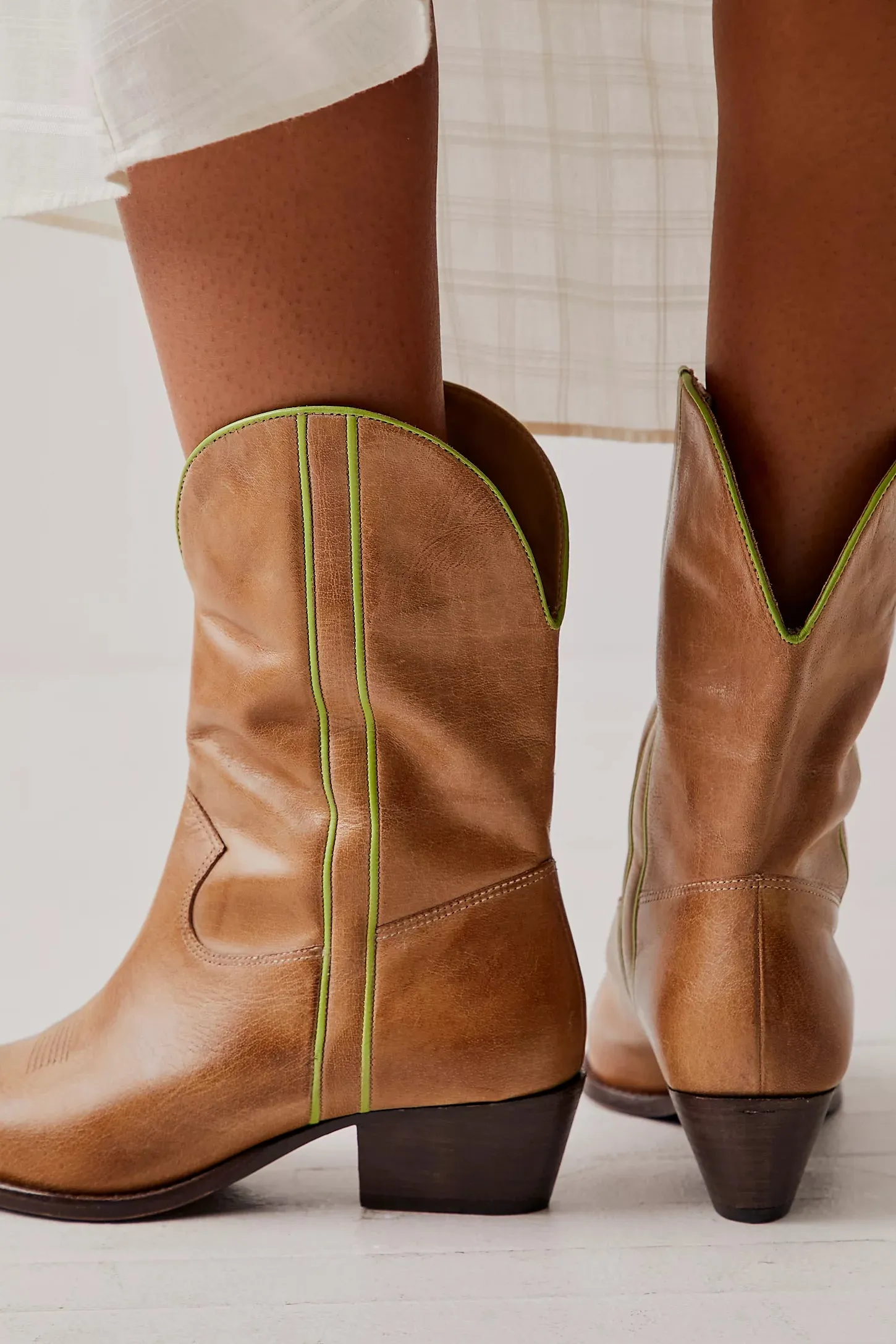 Free People Borderline Western Boots in Distressed Tan