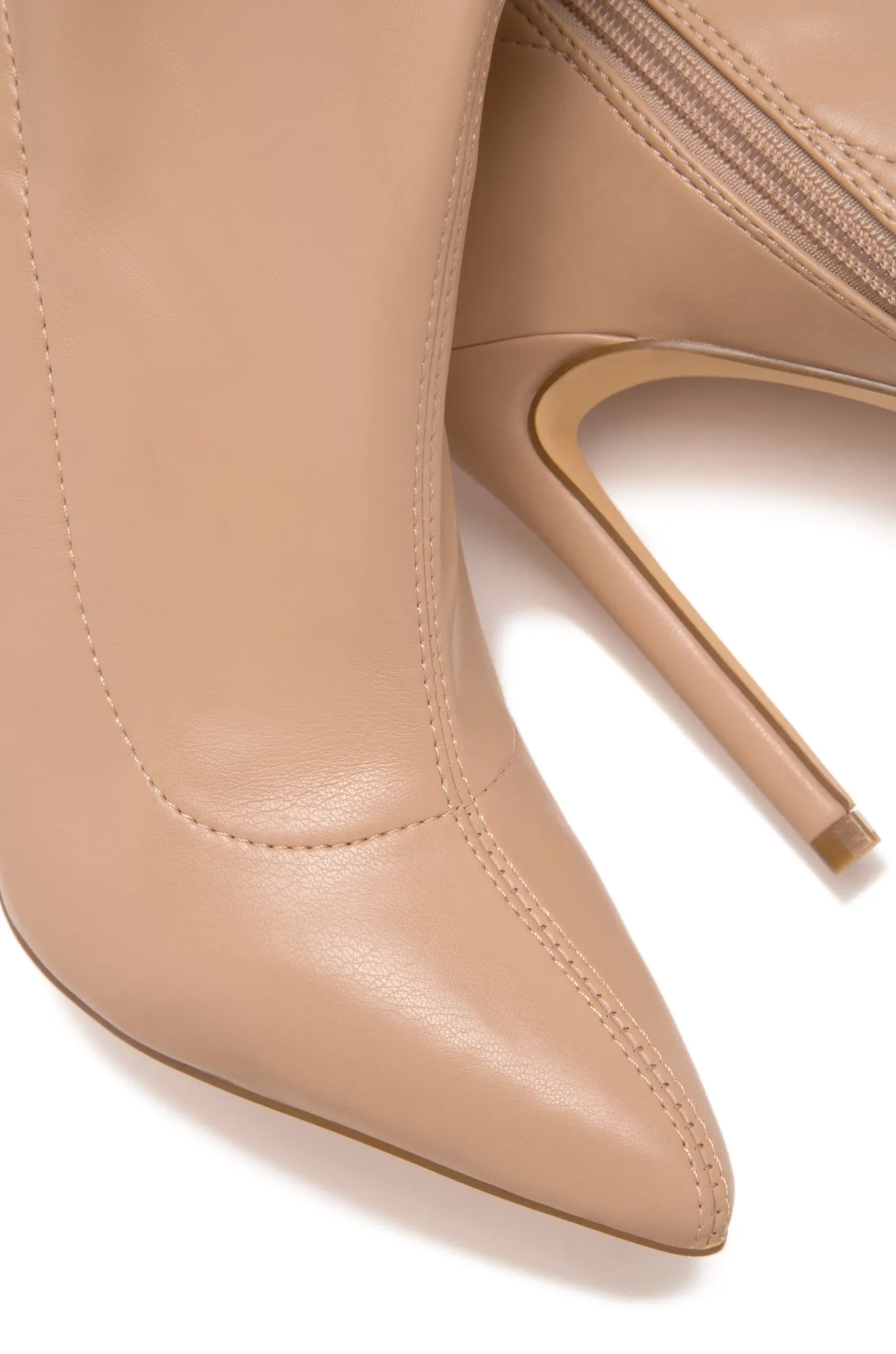 Groundbreaking Over The Knee High Heel Boots - Nude PU