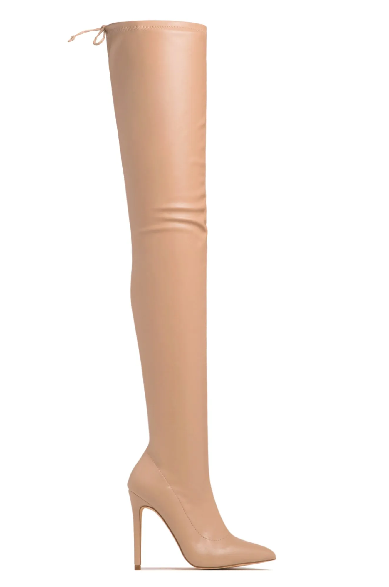 Groundbreaking Over The Knee High Heel Boots - Nude PU