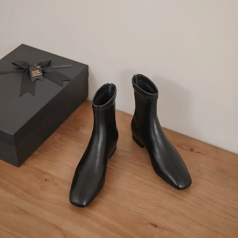 Indie Square Toe Black Sock Ankle Boots