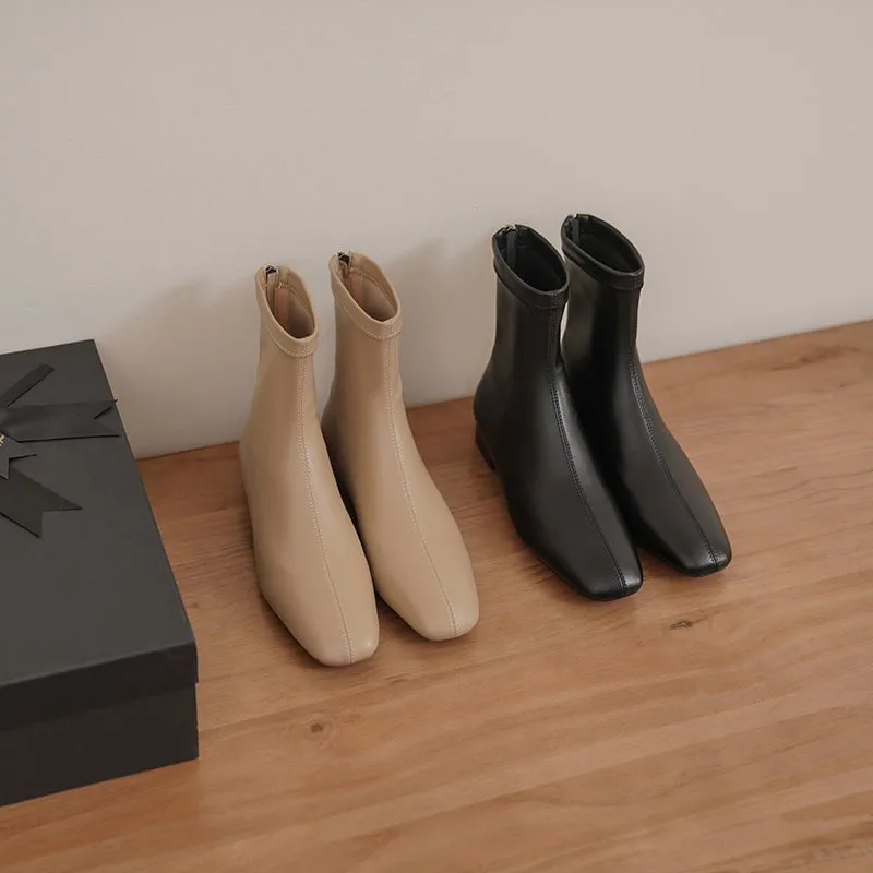 Indie Square Toe Black Sock Ankle Boots