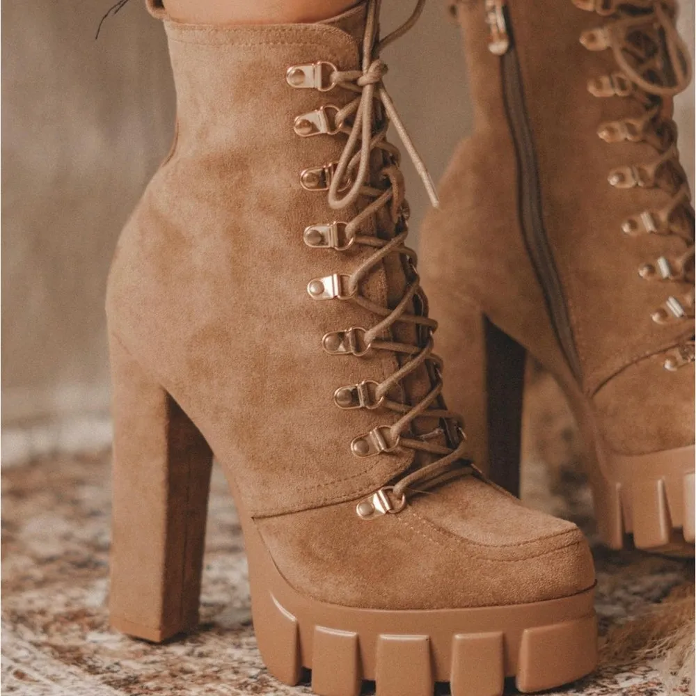 Just In Moon are Back Nude Vegan Suede Boots