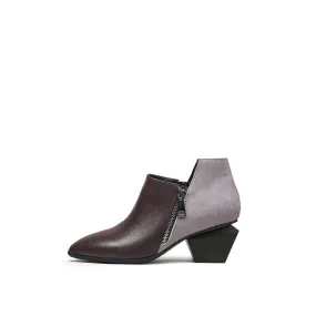 Modern Suede Leather Paneled Ankle Boots