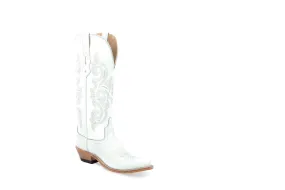 Old West Womens White Leather Cowboy Boots 8 B