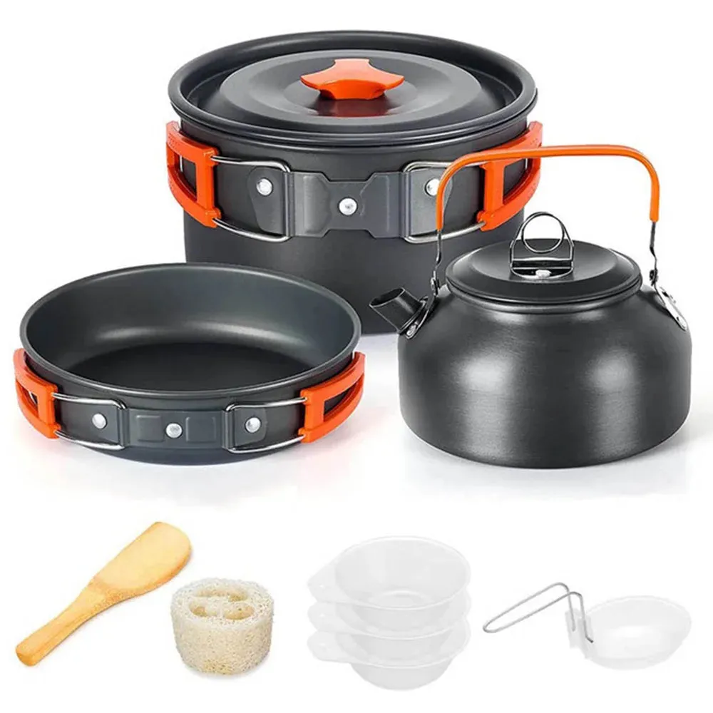 Outdoor Camping Cooking Set Lightweight Aluminum Products Camping Cooking Set Hiking and Outdoor Travel Easy to Carry