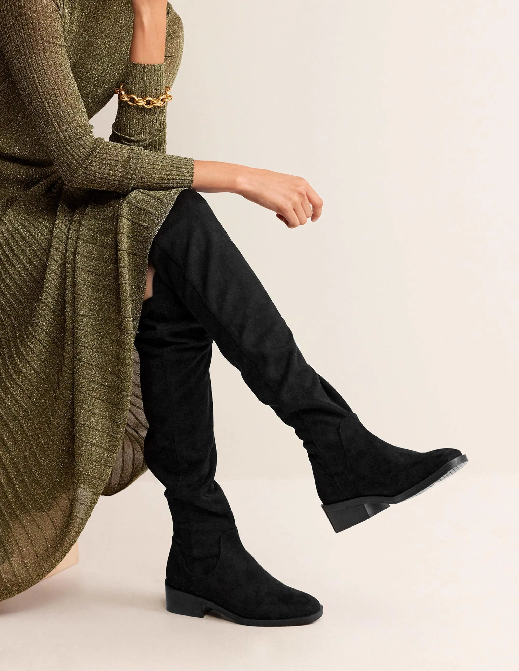 Over-The-Knee Stretch Boots-Black