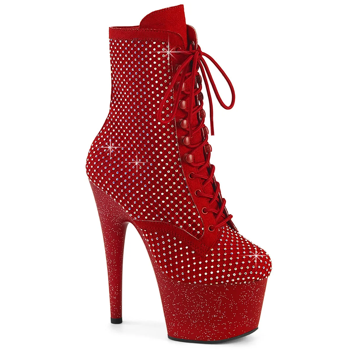 Pleaser Adore 1020RM Womens 7" Heel, Platform Front Lace Pole Dance Ankle Boots