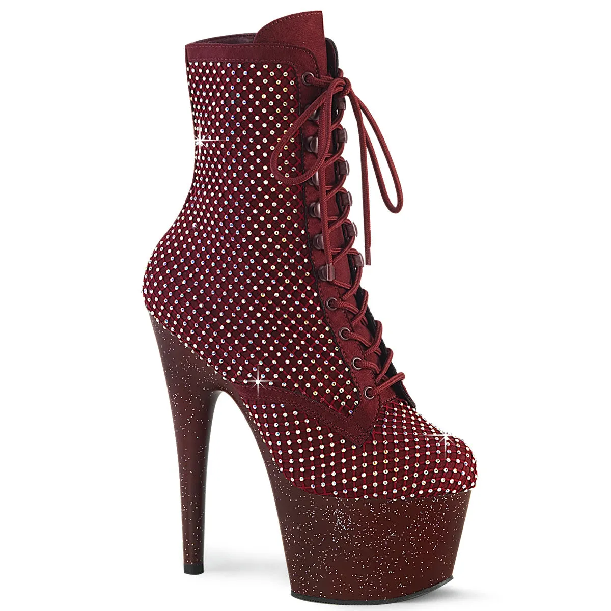 Pleaser Adore 1020RM Womens 7" Heel, Platform Front Lace Pole Dance Ankle Boots