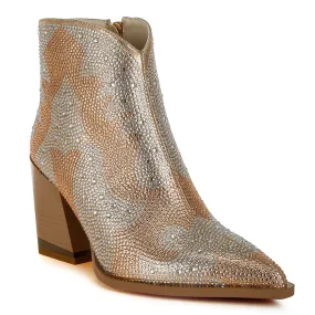 Rhinestones Embellished Ankle Boots