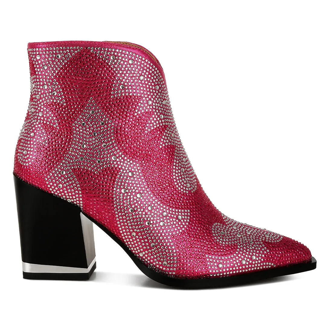 Rhinestones Embellished Ankle Boots