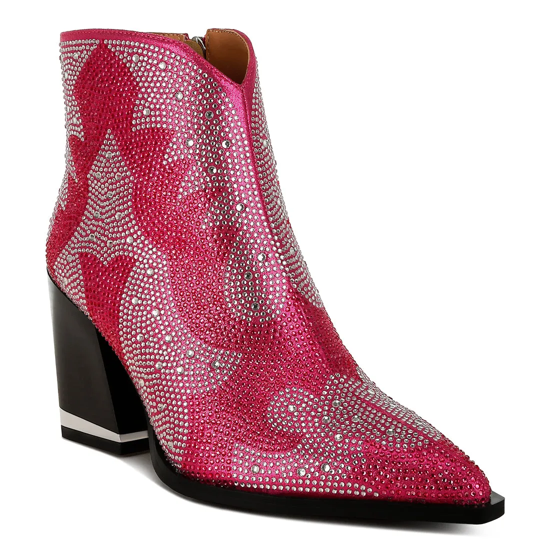 Rhinestones Embellished Ankle Boots