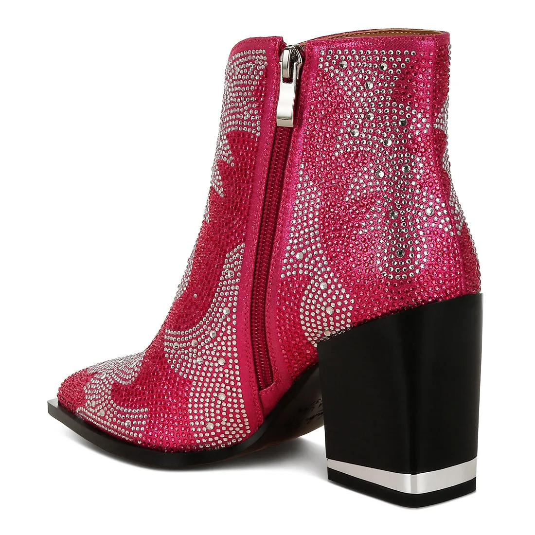 Rhinestones Embellished Ankle Boots