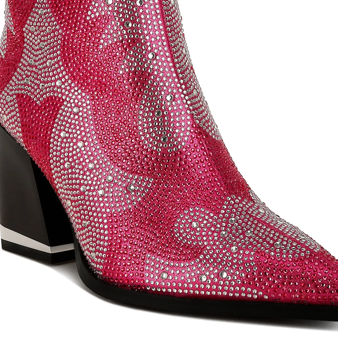 Rhinestones Embellished Ankle Boots