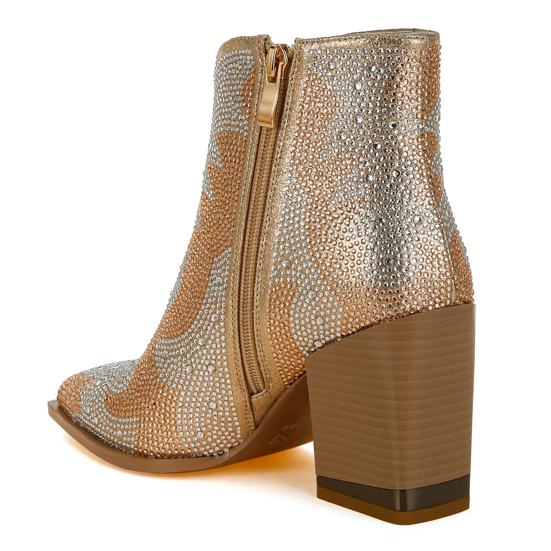 Rhinestones Embellished Ankle Boots