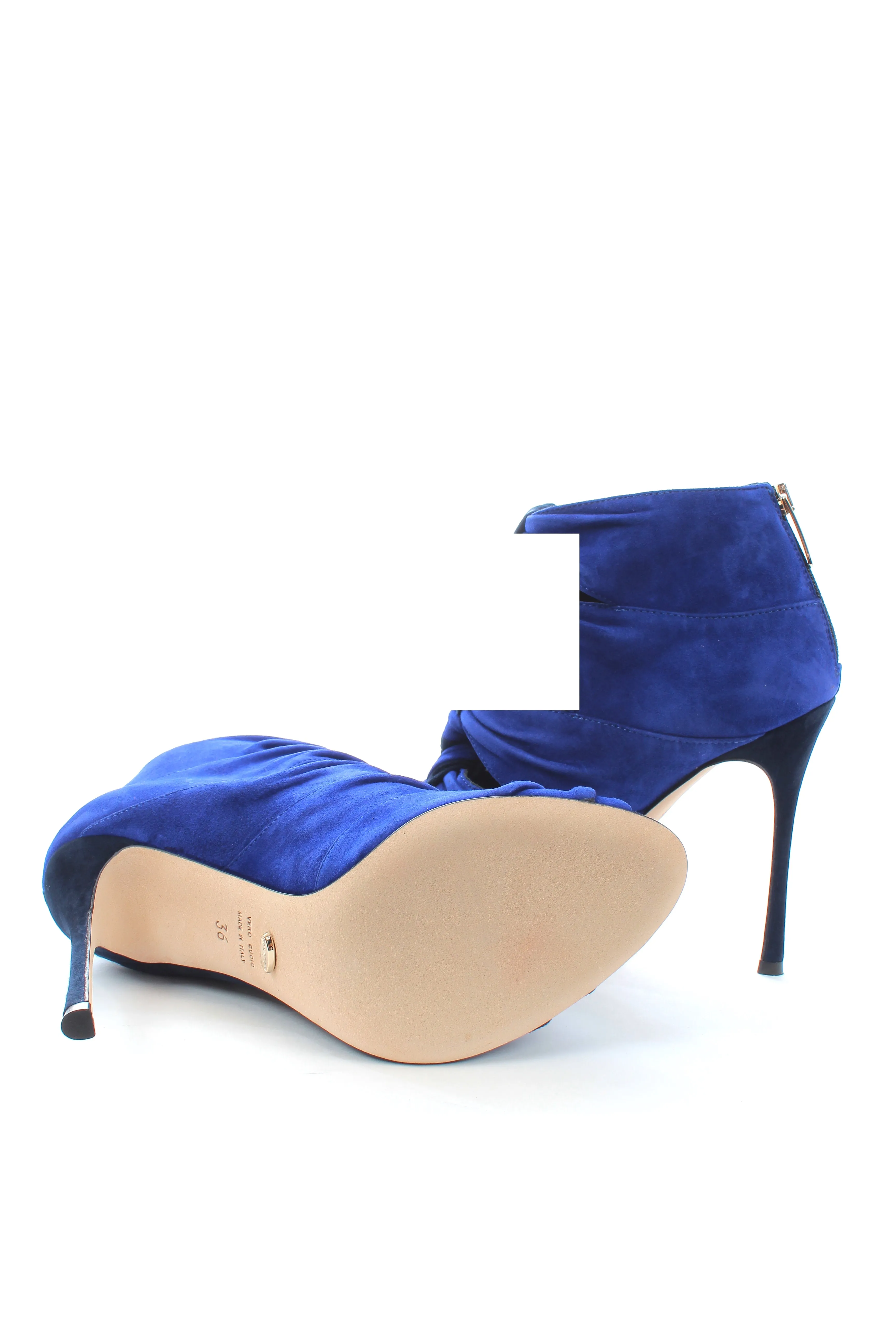 Sergio Rossi Royal Knotted Suede Two-Tone Cutout Ankle Boots