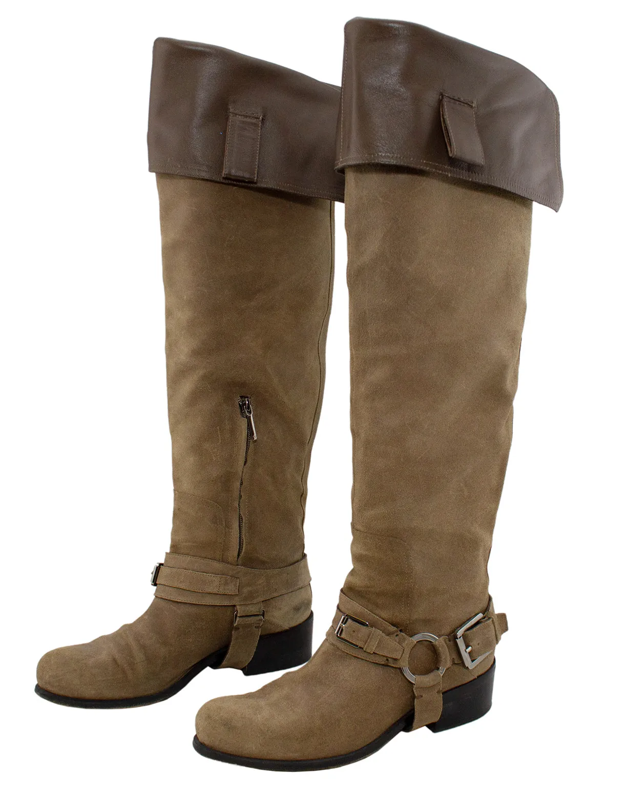 Taupe Suede Over-the-Knee Boots